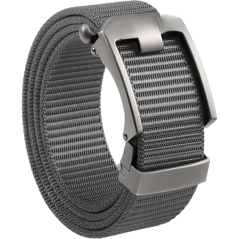 Ratchet Belt for Men, Nylon Web Tactical Belt with Automatic Slide Buckle, Adjustable Trim to Fit