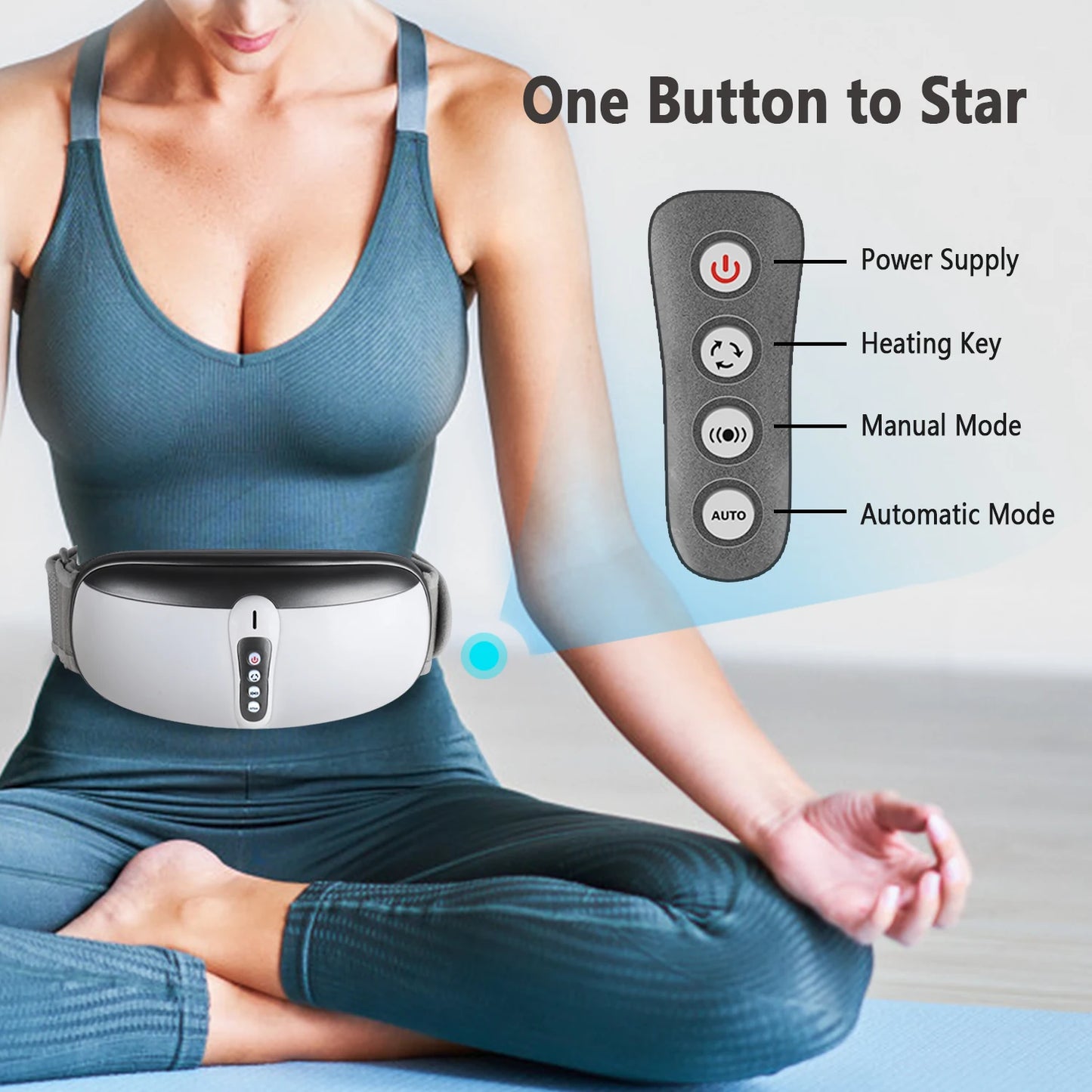 Wireless Slimming Belt Abdominal Massager Portable Weight Loss Machine with 4 Vibration Massage Modes Heating for Belly Abdomen