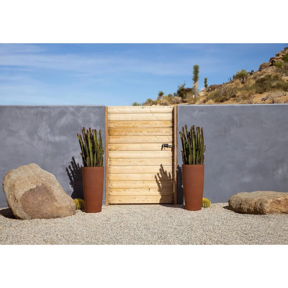 Veradek Patina Series Selena Planter - Round Tall Shape for Outdoor Porch/Patio | Naturally Rusting Planter for All-Weather Use