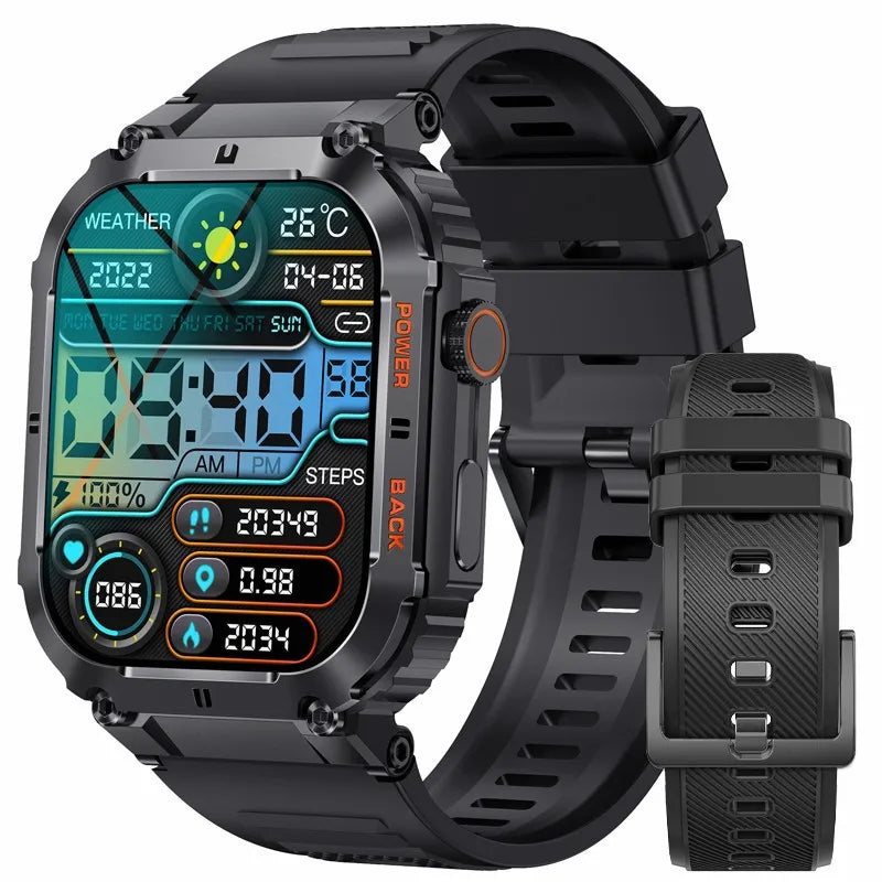 LIGE 1.96”Bluetooth Call Smart Watch Men 400mAh Waterproof Sport Fitness Tracker health monitor Smartwatch for Android IOS Phone
