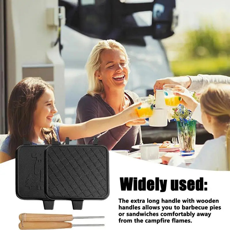 Grilled Cheese Maker Double Sided Detachable Portable Sandwich Cooker Camping Sandwich Maker Toaster With Wooden Handle outdoor