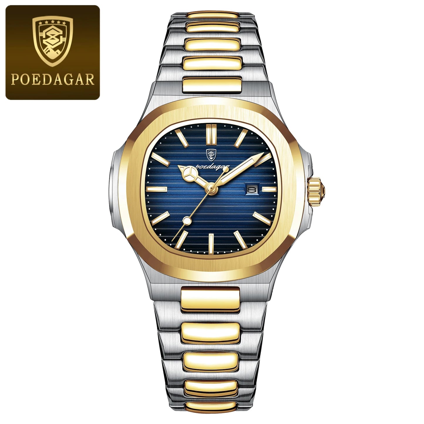 POEDAGAR Elegant Women Wristwatch Waterproof Luminous Calendar Ladies Watch Square Stainless Steel Quartz Women's Watches Female