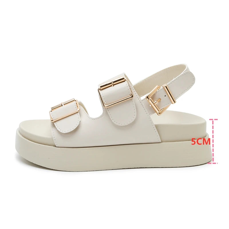 AIYUQI Women Sandals Large Size Summer New Beach Sandals Girls Thick Sole Fashion Open Toe Roman Women's Shoes