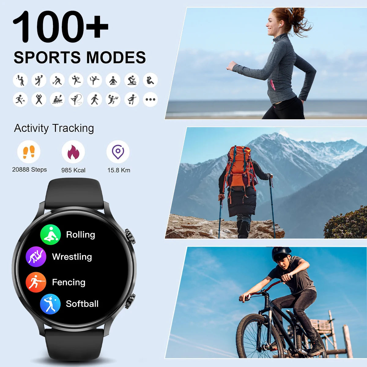 Body Temp Monitor Smartwatch for Women/ Men, 1.39'' HD Touch Screen with Sleep Monitor/ IP67 Waterproof / 100+Sports/ SMS Alerts