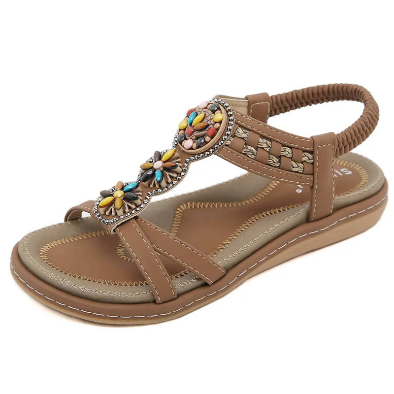 Women's New Summer Bohemian Style Non-slip Flat Sandals Woman Plus Size Soft Bottom Beach Sandals Lady Casual Shoes 36-42