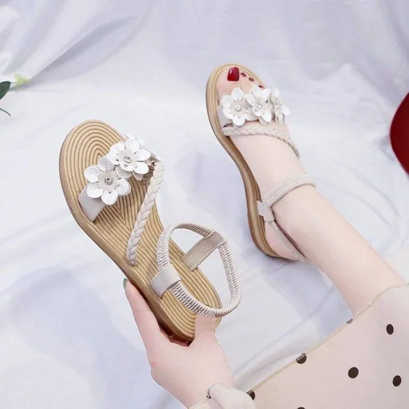 Chic Open Toe Flower Sandals for Women Comfortable Summer 2025