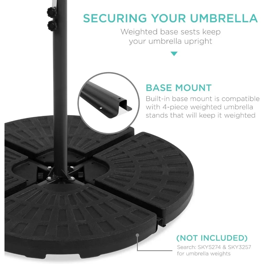 10ft Solar LED Offset Hanging Market Patio Umbrella for Backyard, Poolside,Lawn and Garden w/Easy Tilt Adjustment,Polyester