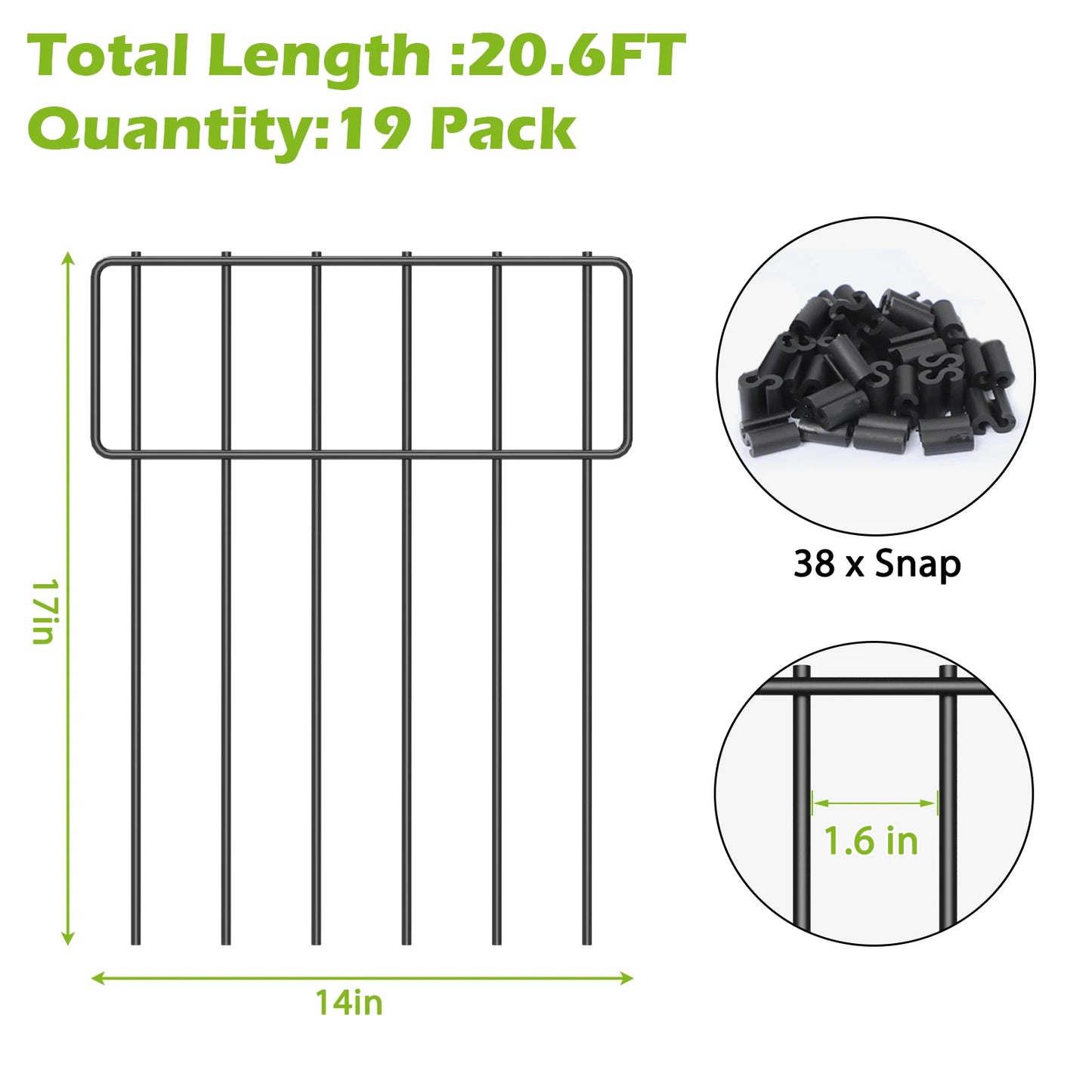 10-Pack 10ft x24in Rustproof Metal Animal Rabbit Fence, No-Dig Decorative Garden Barrier for Yard Outdoor