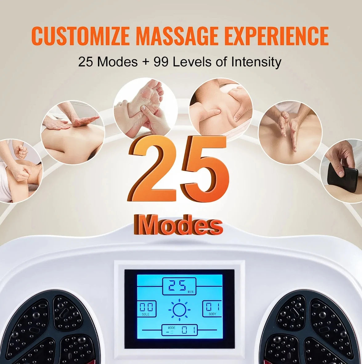 VEVOR Foot Circulation Stimulator EMS & TENS Foot Neuropathy Massager 25 Modes