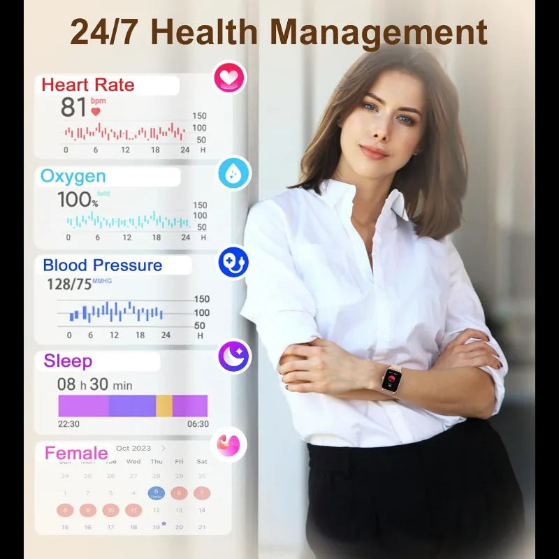 Smart Watch Fitness Tracker - Advanced Wireless Calling, Music Player, Health & Fitness Monitor with Heart Rate, Blood Oxygen