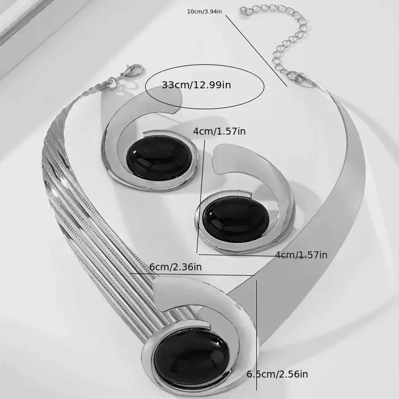 Lxalry Black and White Electroplated Armor Necklace for Women