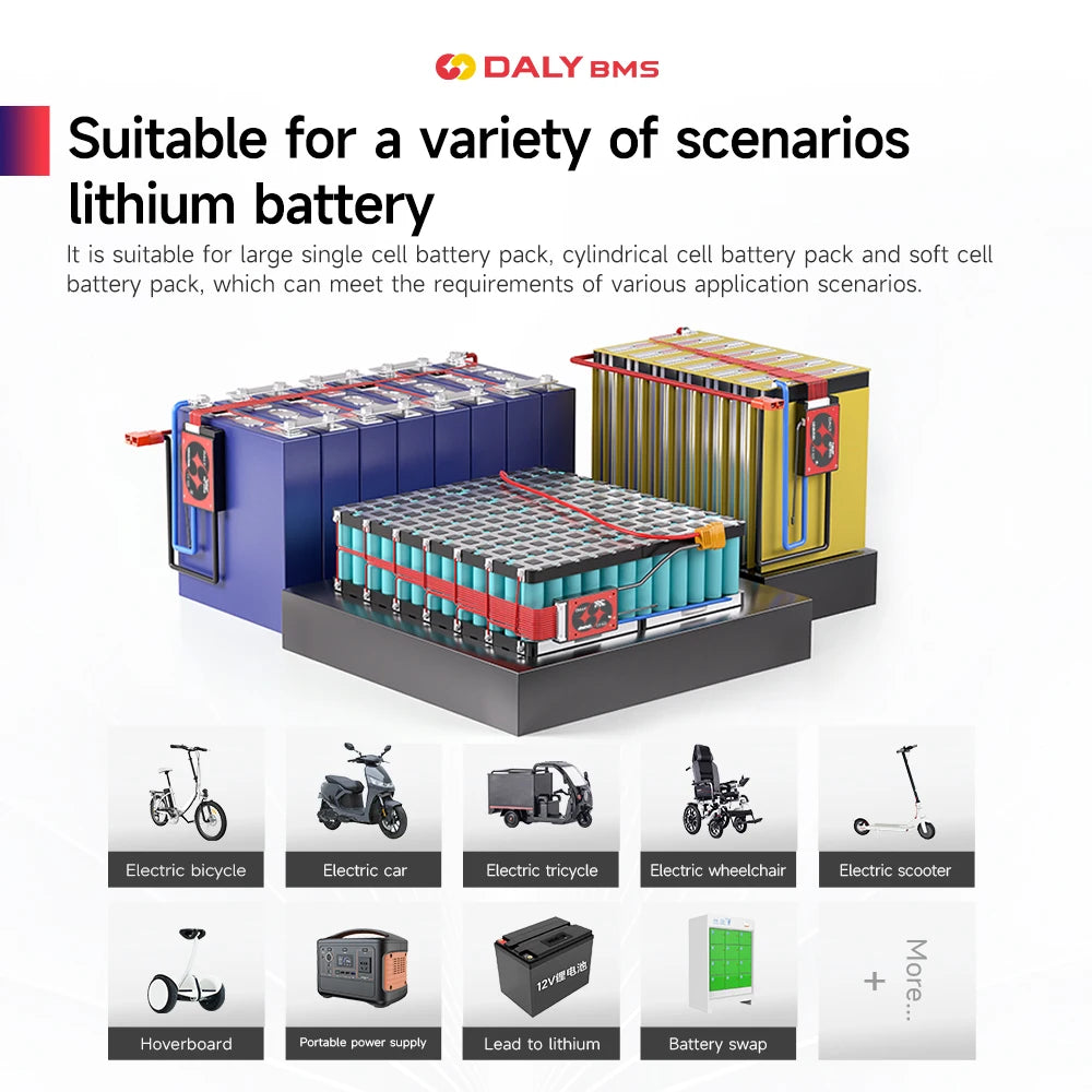 DALY BMS 10S 36V Li-ion BMS with NTC 7S 24V 13S 48V for 3.7V Power Battery 18650 3.2V Lifepo4 4S 12V 8S 24V E-bike BMS