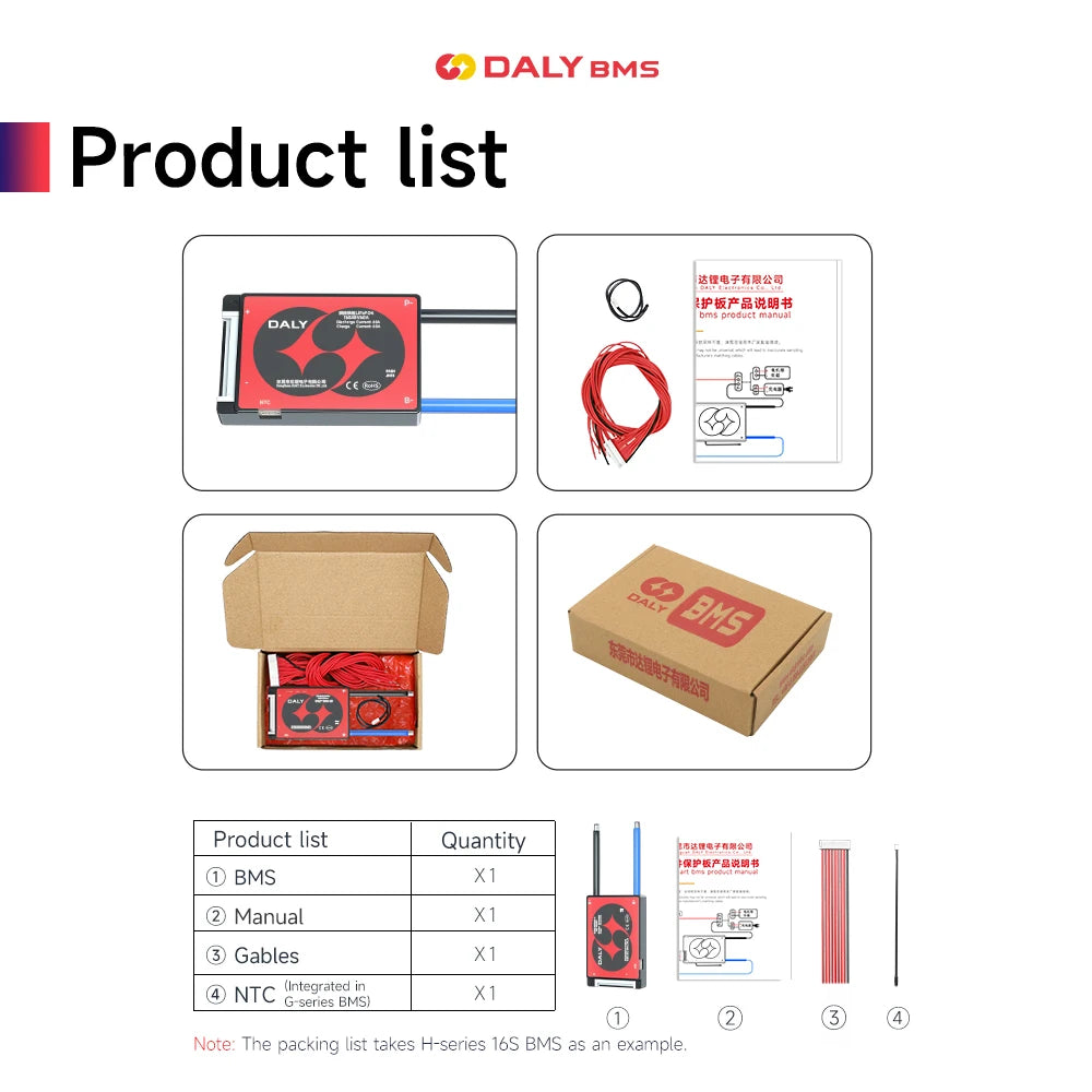 DALY BMS 10S 36V Li-ion BMS with NTC 7S 24V 13S 48V for 3.7V Power Battery 18650 3.2V Lifepo4 4S 12V 8S 24V E-bike BMS