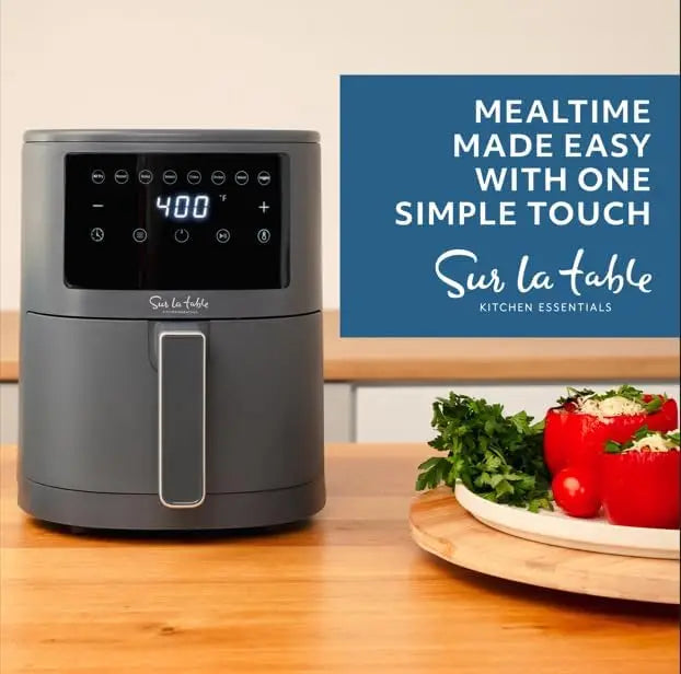 3.8 Quart Digital Air Fryer, LED Touchscreen Display with 8-Presets and Shake Indicator for Perfect Crispness, Air Fry, Bake, Ro