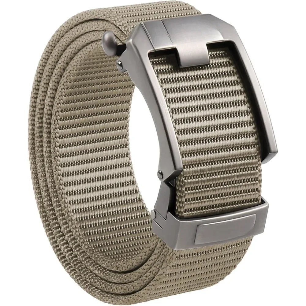 Ratchet Belt for Men, Nylon Web Tactical Belt with Automatic Slide Buckle, Adjustable Trim to Fit