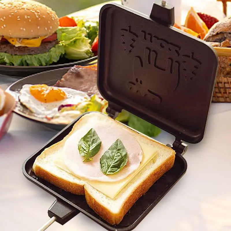 Grilled Cheese Maker Double Sided Detachable Portable Sandwich Cooker Camping Sandwich Maker Toaster With Wooden Handle outdoor