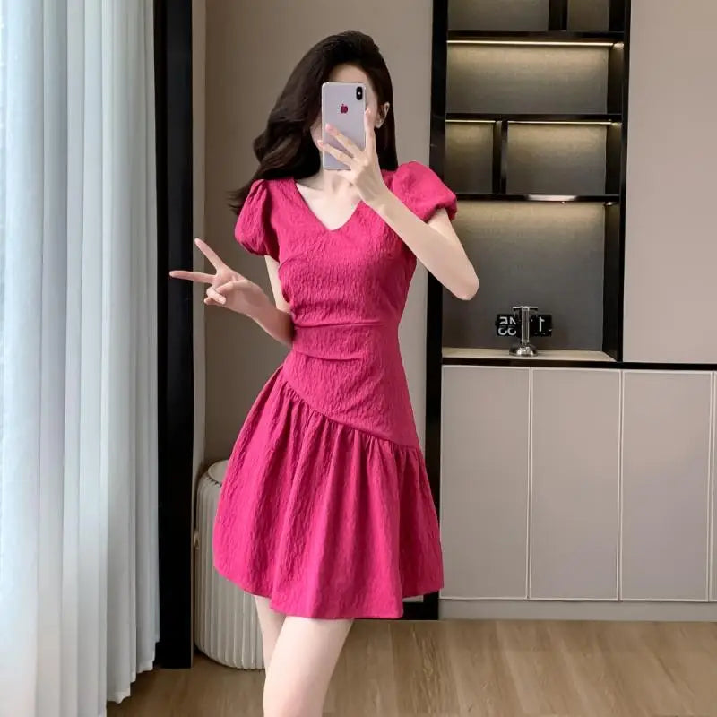 Woman Dress Short Sleeve Cheap Dresses for Women Casual Aesthetic Korean Style Designer Elegant Luxury Outfits Trendy Curvy Hot