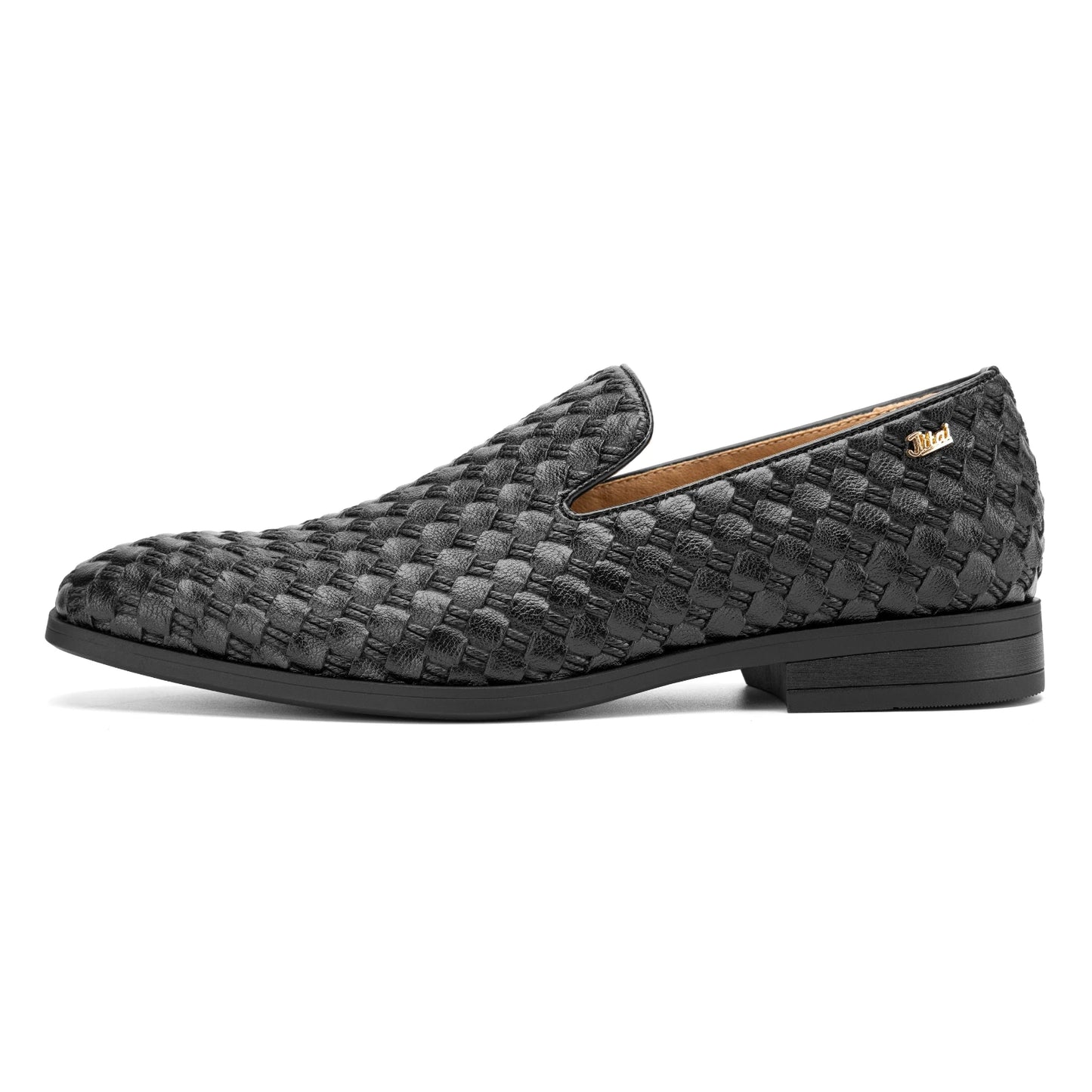 Men's Black Loafers Leather Dress Shoes with Metal Button Slip on Wedding Luxury Brand Casual Shoes