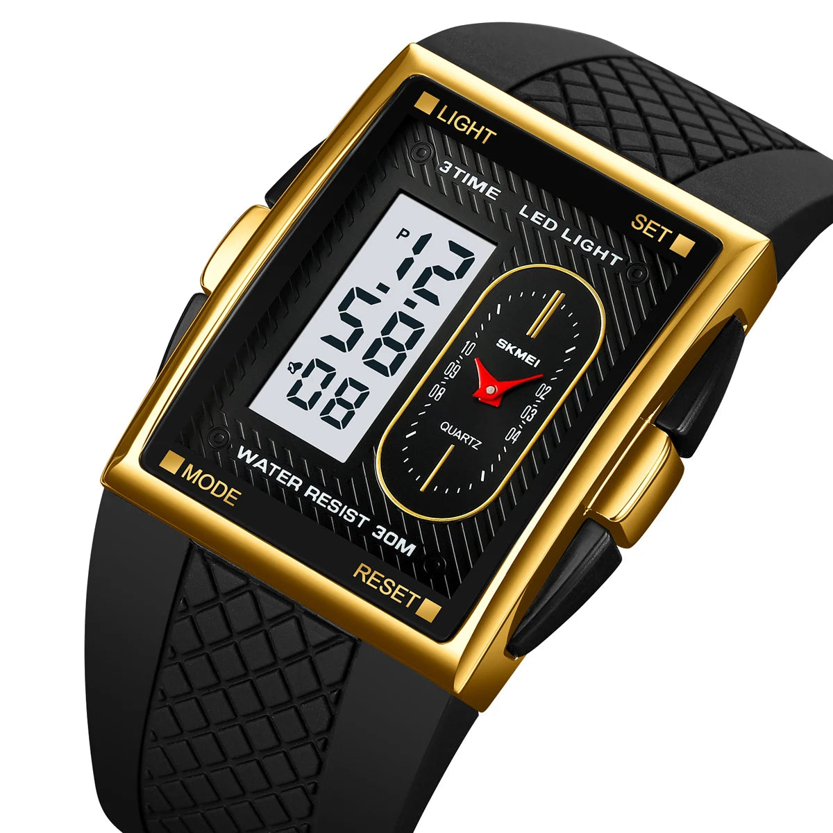 SKMEI Creative 3 Time LED Light Display Digital Stopwatch Sport Watches Men Waterproof Calendar Wristwatch Alarm reloj hombre