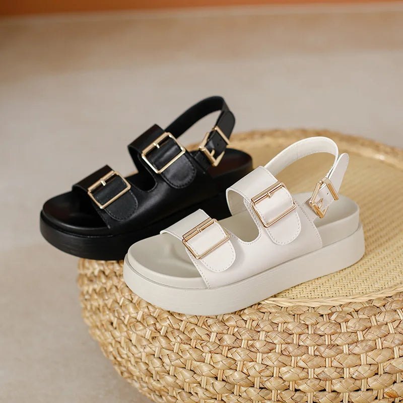 AIYUQI Women Sandals Large Size Summer New Beach Sandals Girls Thick Sole Fashion Open Toe Roman Women's Shoes