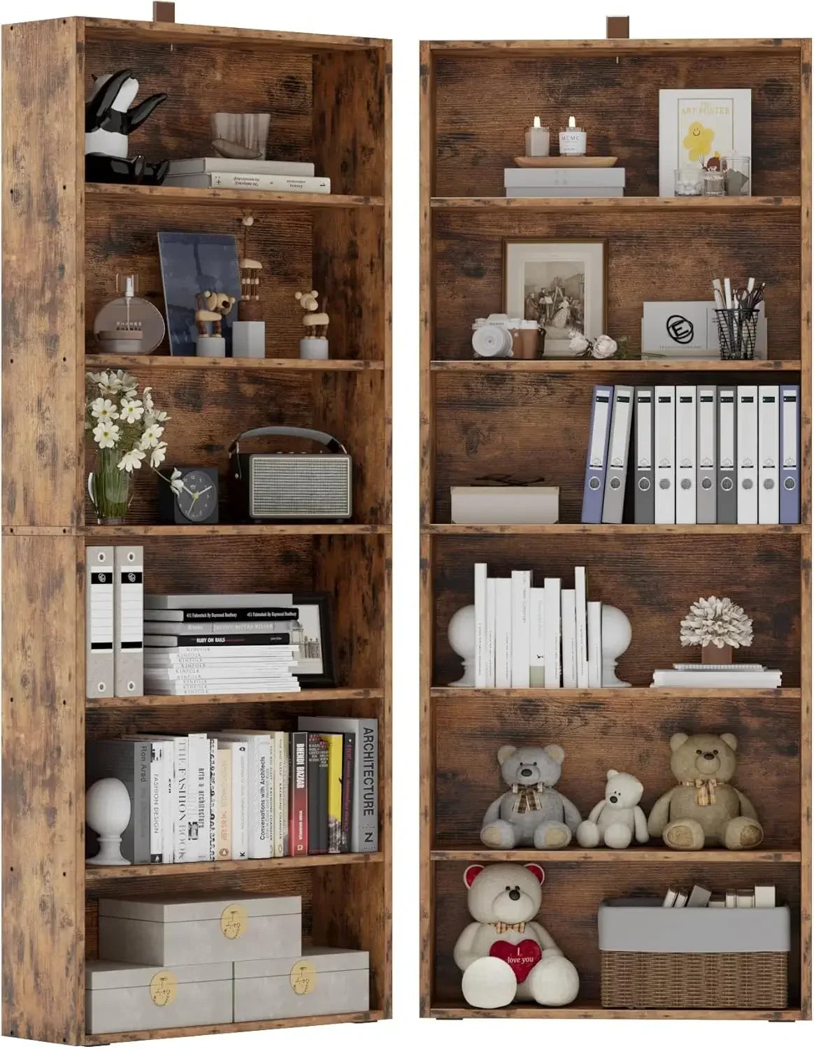 Bookshelves and Bookcases Set of 2 Floor Standing 6 Tiers Display Storage Shelves 70 in Tall Bookcase Home Decor Furniture