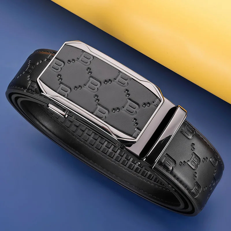 Black Brown Genuine Leather Belt Men, Luxury High Quality Automatic Buckle Belt, Business Casual Fashion Designer Belt for Men
