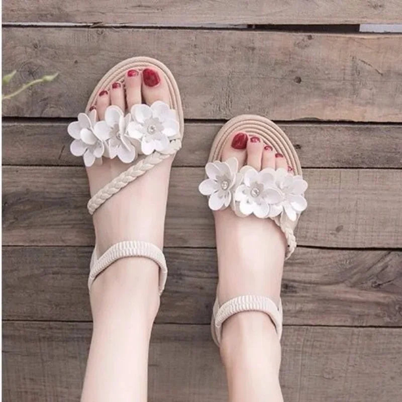 Chic Open Toe Flower Sandals for Women Comfortable Summer 2025