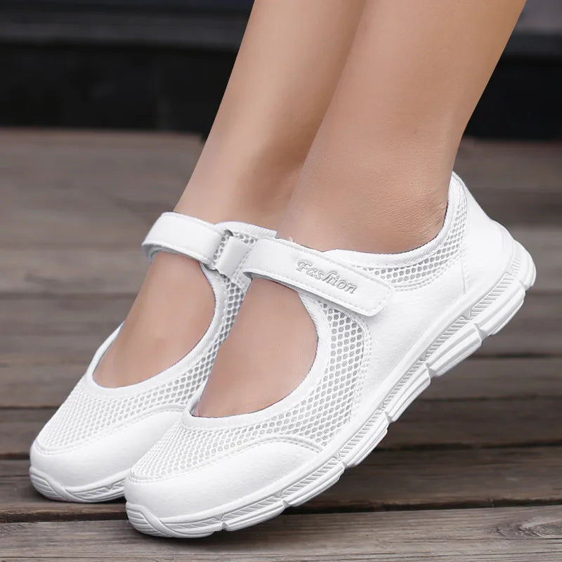 Breathable White Vulcanized Sneakers for Women Casual Walking Shoes