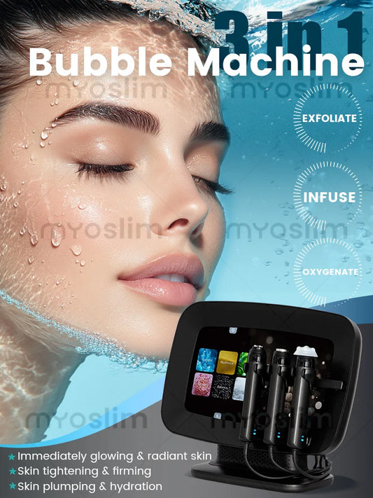3 - in - 1 Skin Glow Detox Hydrate Revitalize Oxygen - CO₂ Skincare Small - Bubble Oxygen Facial Massager For Skin Care