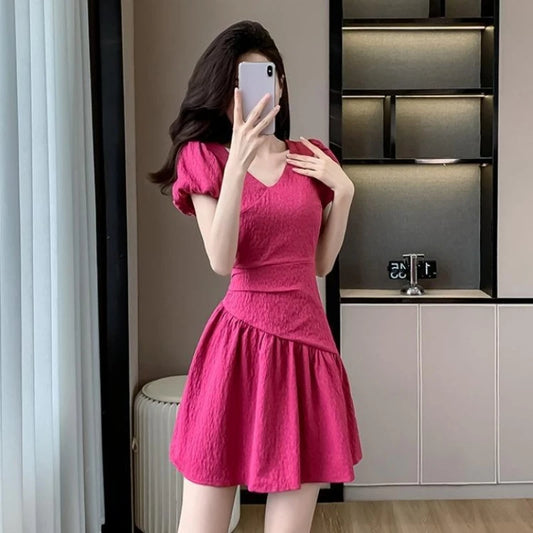 Woman Dress Short Sleeve Cheap Dresses for Women Casual Aesthetic Korean Style Designer Elegant Luxury Outfits Trendy Curvy Hot