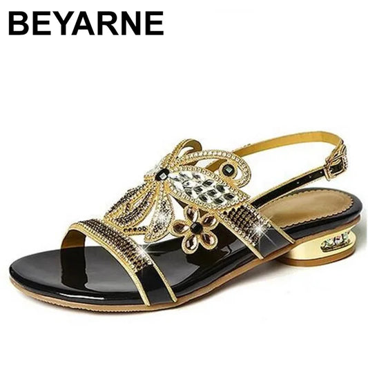 BEYARNE Fashion women's sandals Women Crystal Slippers Glitter Bling Female Flip Flops Outdoor Ladies Slides Hot Beach Shoes