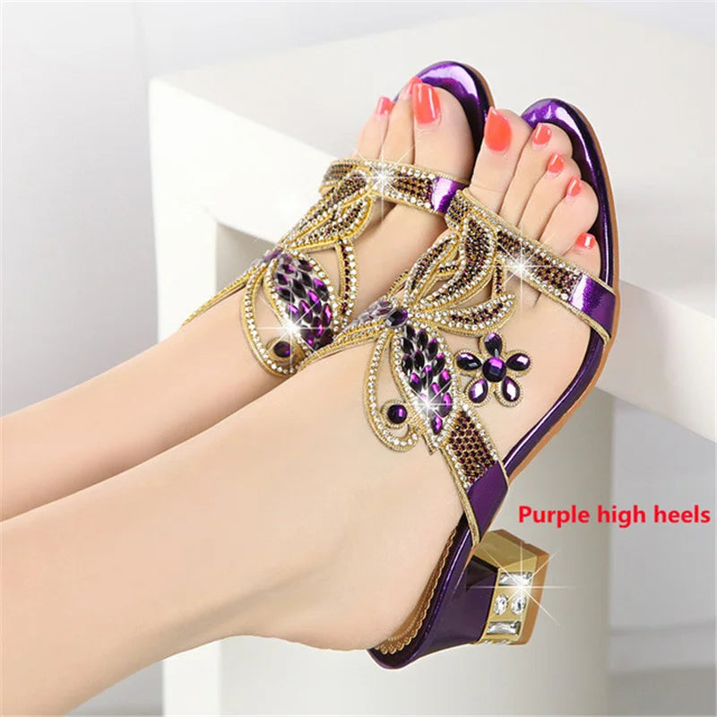 BEYARNE Fashion women's sandals Women Crystal Slippers Glitter Bling Female Flip Flops Outdoor Ladies Slides Hot Beach Shoes