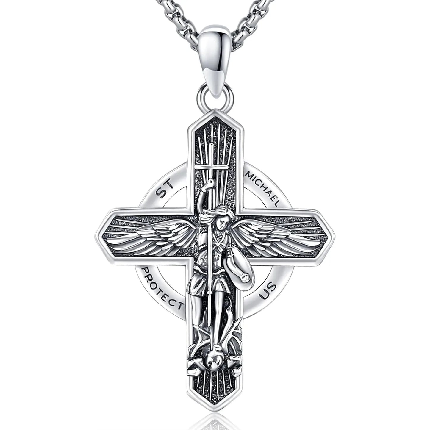 Saint Michael Necklace 925 Sterling Silver Pendant Jewelry Gift