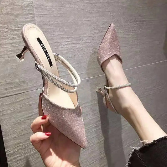 Pointed Toe Pink Sandals for Women with Thin Heels and Style