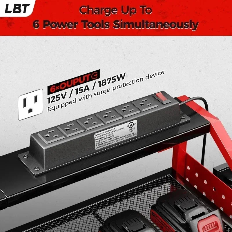 Good Home Furnishings Home.Power Tool Organizer Wall Mount with Charging Station.  8 Hooks,2 Screw Boxes,6 Outlets Power Strip