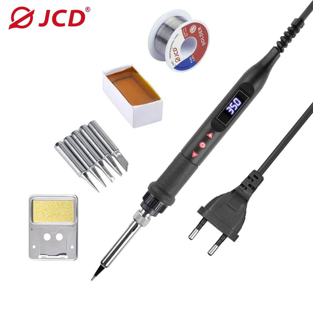JCD Soldering Iron Kit 80W LCD Digital Display Adjustable Temperature With Switch Portable iron 220V/110V Welding Tools 908U