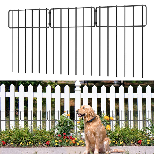 10-Pack 10ft x24in Rustproof Metal Animal Rabbit Fence, No-Dig Decorative Garden Barrier for Yard Outdoor
