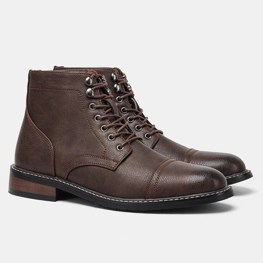 Spring Leather Boots with Zipper Classical Men Boots 2025 Fashion Comfortable Ankle Boots