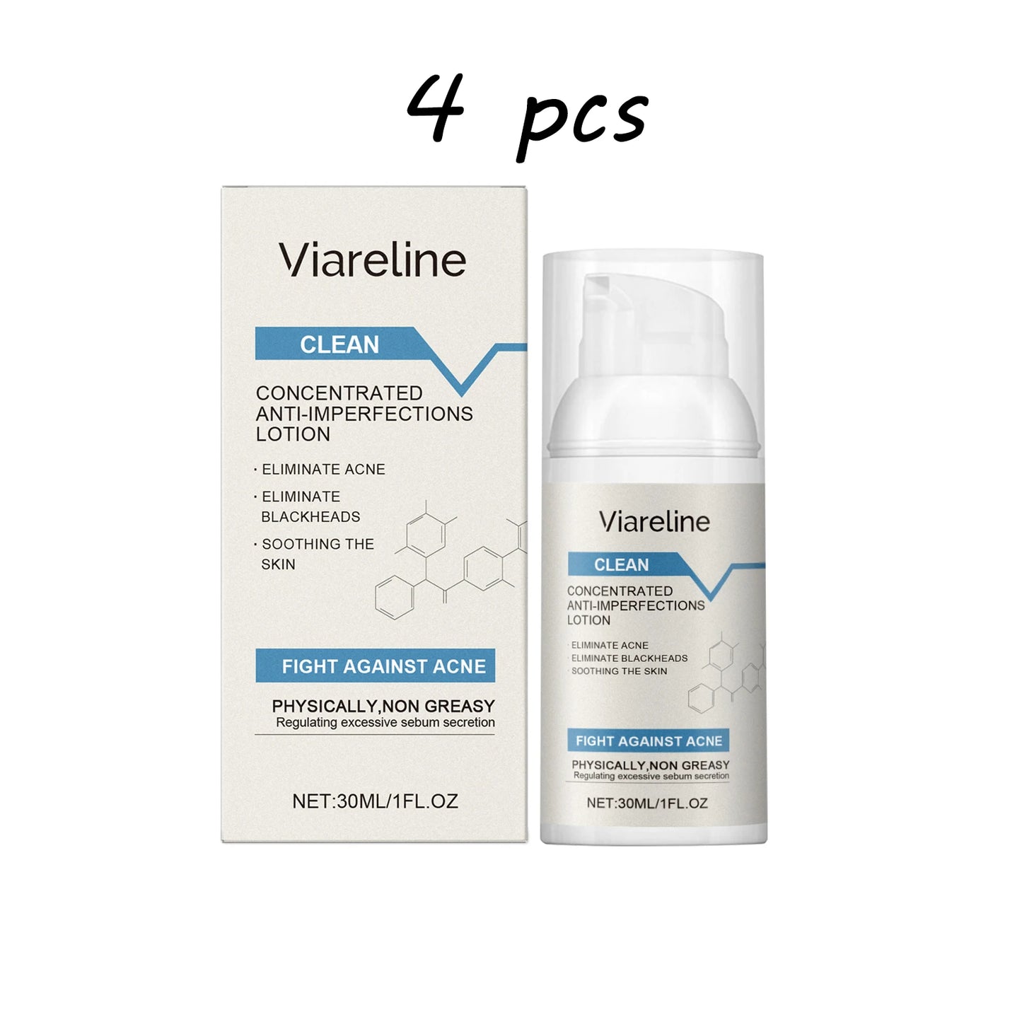 Viareline Face Skin Care Lotion Acne Treatment Eliminate Blackheads Soothing Skin Reduce Redness Non-greasy Acne Care Lotion