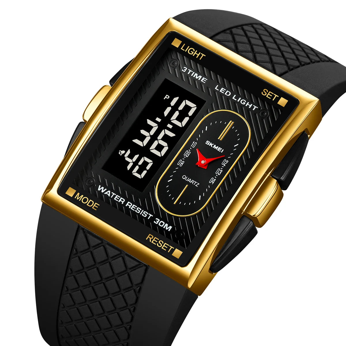 SKMEI Creative 3 Time LED Light Display Digital Stopwatch Sport Watches Men Waterproof Calendar Wristwatch Alarm reloj hombre