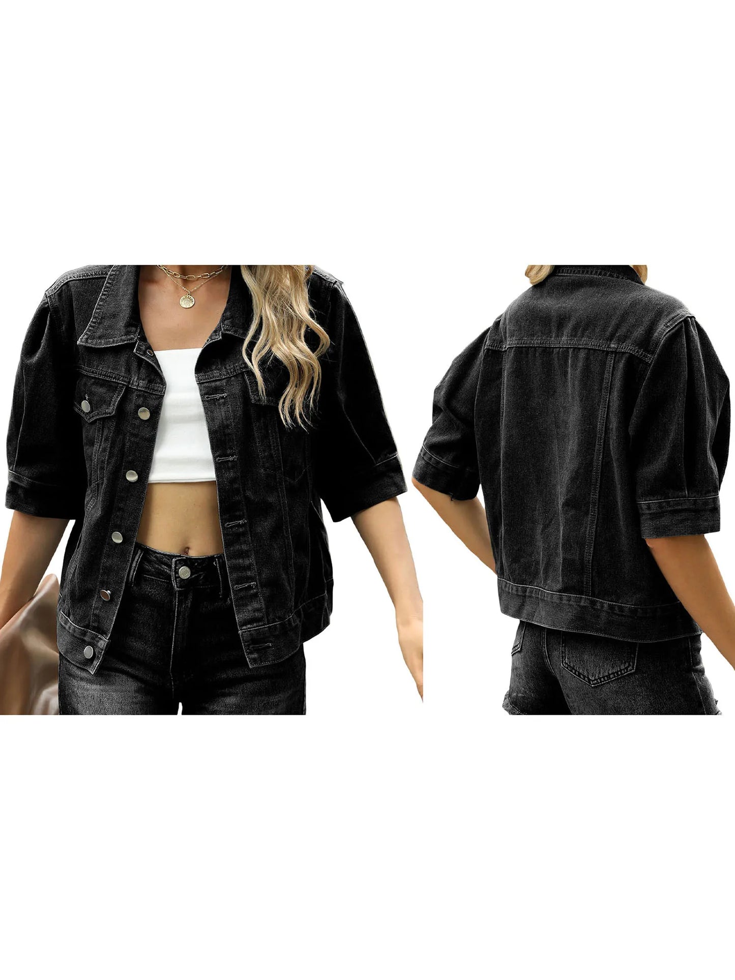 Womens Denim Jacket Long Sleeve Casual Coat for Streetwear Fashion