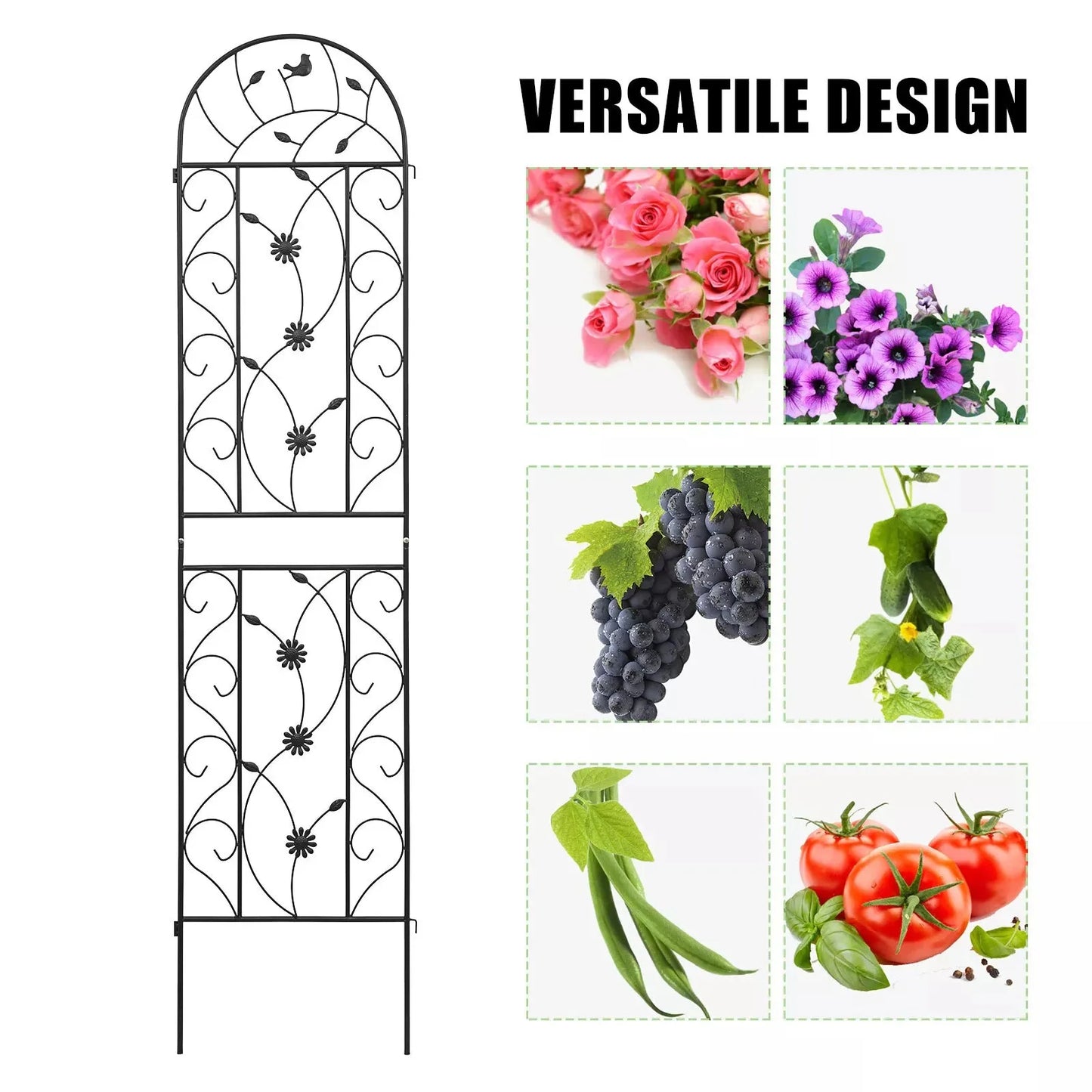 2/4 Pack Garden Trellis for Climbing Plants Metal Fence 87''x20'' Panel Yard Corner Garden Decorations Outdoor Garden Fence