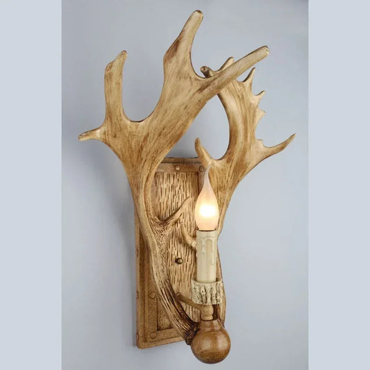 BELLE American Antlers Wall Light Retro Creative Room  Bedroom Living  Corridor Cafe Bar Small Wooden House  Decorateative Light