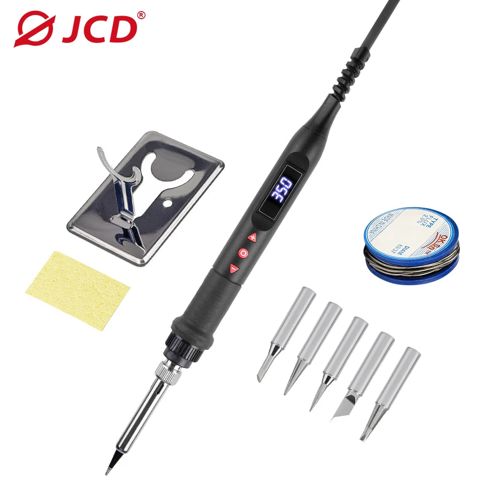 JCD Soldering Iron Kit 80W LCD Digital Display Adjustable Temperature With Switch Portable iron 220V/110V Welding Tools 908U