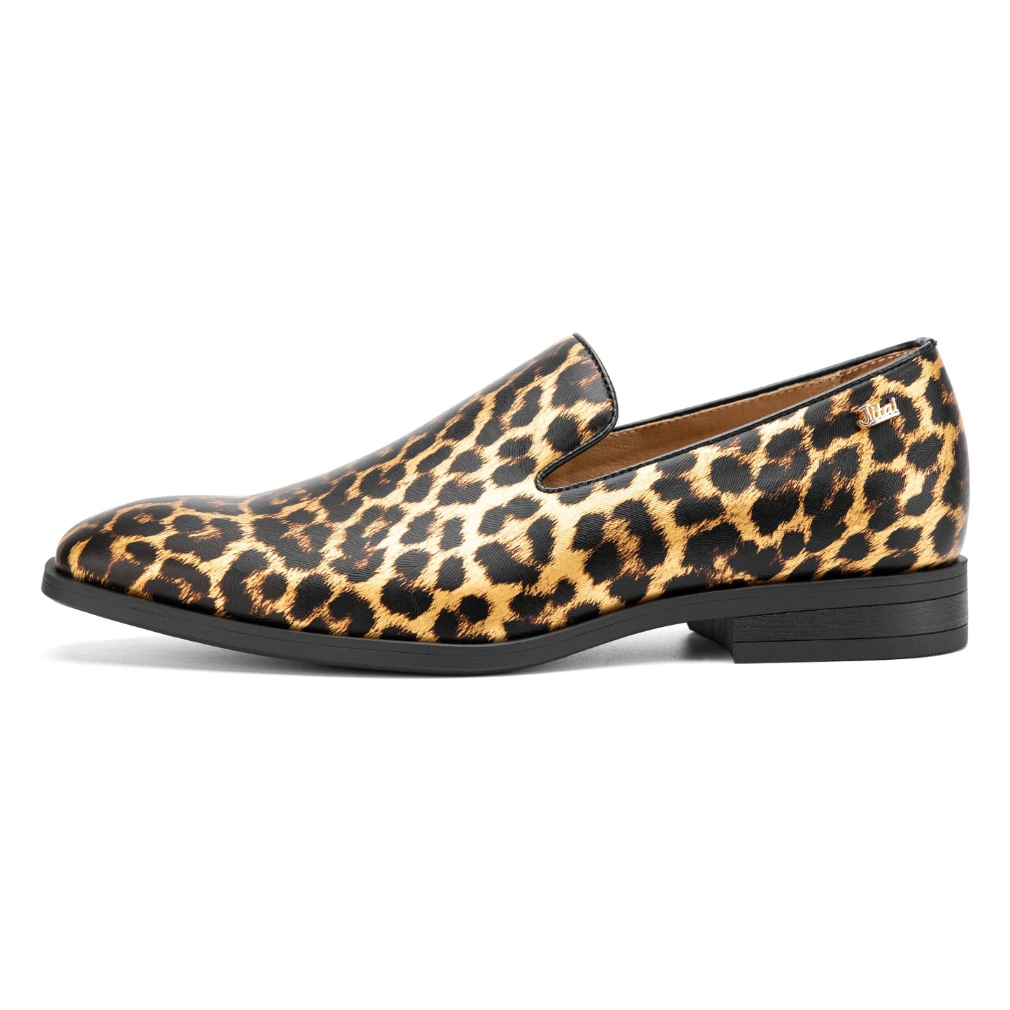 Men's Loafers Leather Dress Shoes with Metal Button Slip on Wedding Luxury Brand Shoes for Men