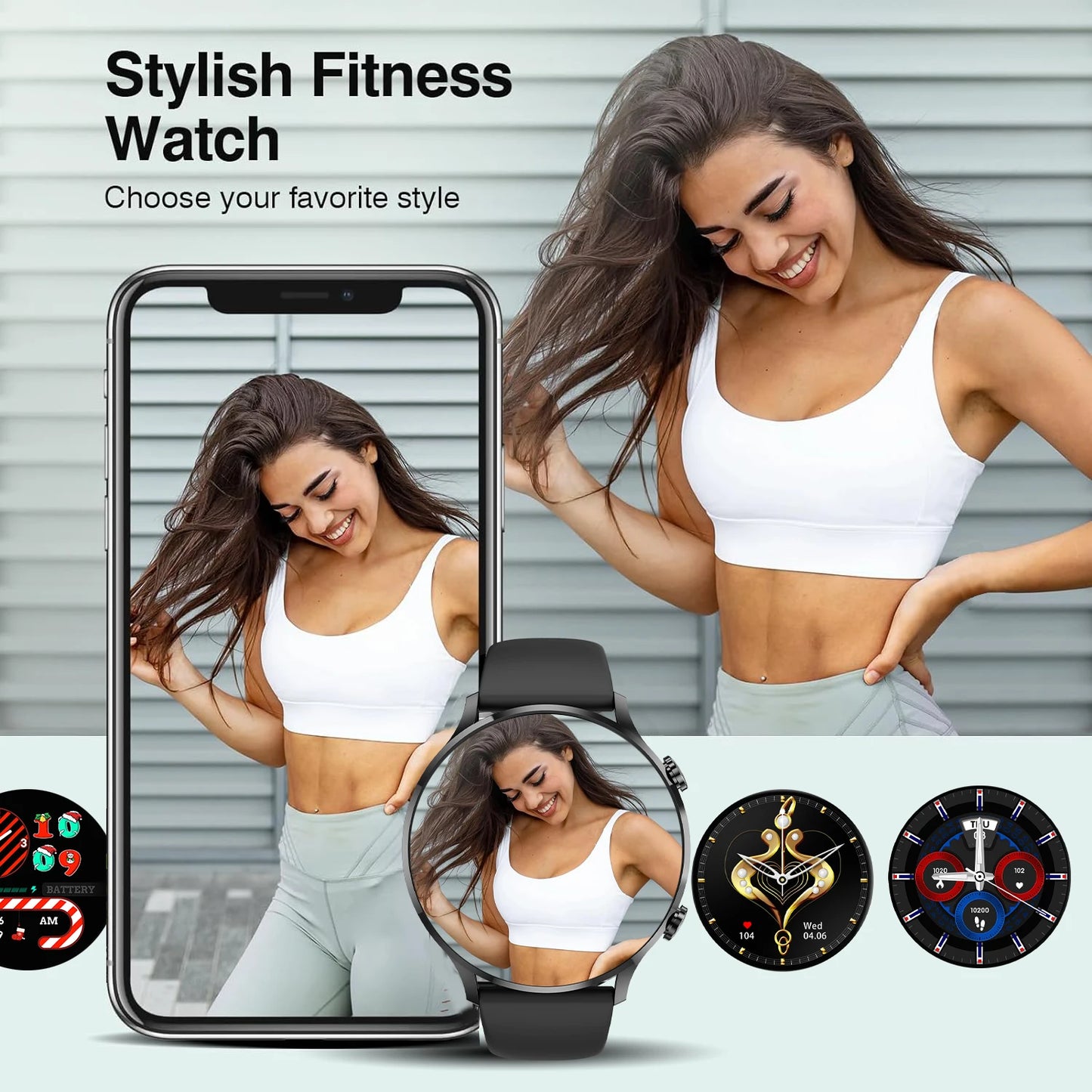 Body Temp Monitor Smartwatch for Women/ Men, 1.39'' HD Touch Screen with Sleep Monitor/ IP67 Waterproof / 100+Sports/ SMS Alerts