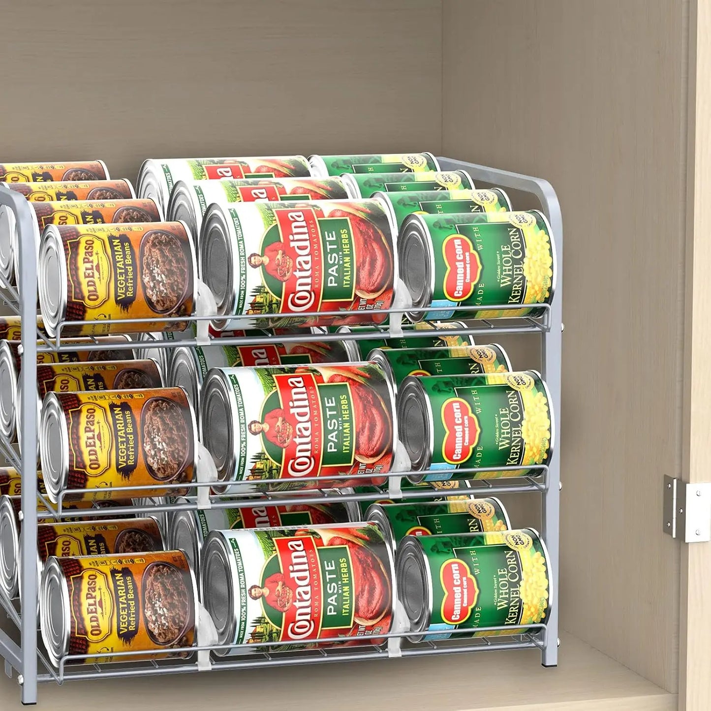 Stackable 2-piece can dispenser in the pantry, small space storage rack can hold up to 36 cans