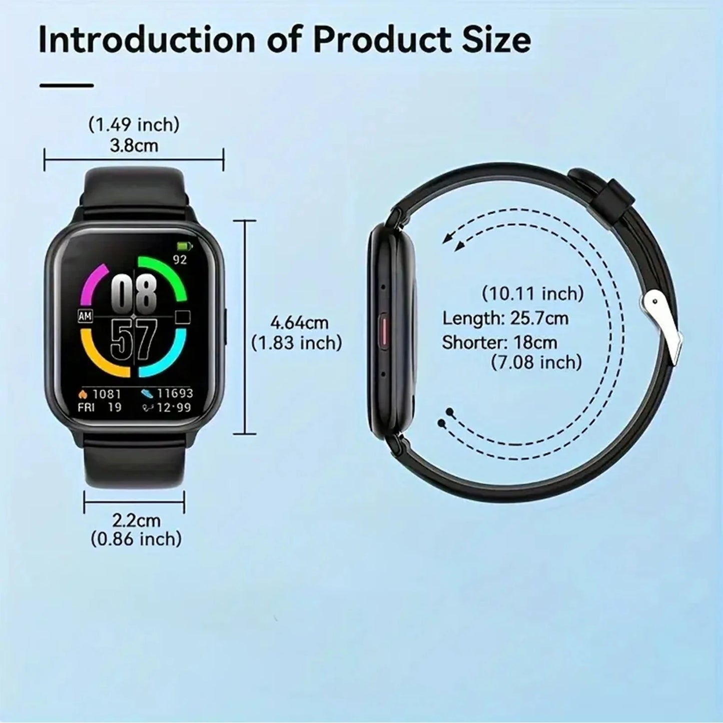 Smart watch, wireless calling/dial, multi-Sport mode, calling reminder and rejection, SMS reminder, for iPhone/Andriod