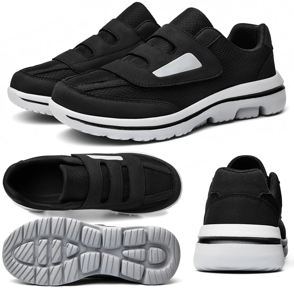 Diabetic Shoes Wide Walking Shoes with Adjustable Closure Lightweight Edema Sneakers Non-Slip Hook and Loop Sneakers for Elderly