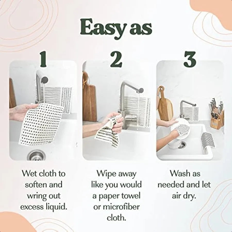 Swedish Dishcloths for Kitchen 5 Pack Watercolor Reusable Paper Towels Washable Swedish Dish Towels NonScratch Cellulose Sponge